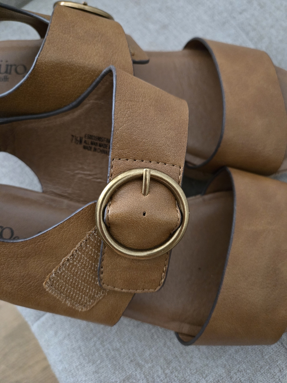 Comfort Cork Wedge Sandals in Tan with Decorative Buckle - Picture 3 of 9